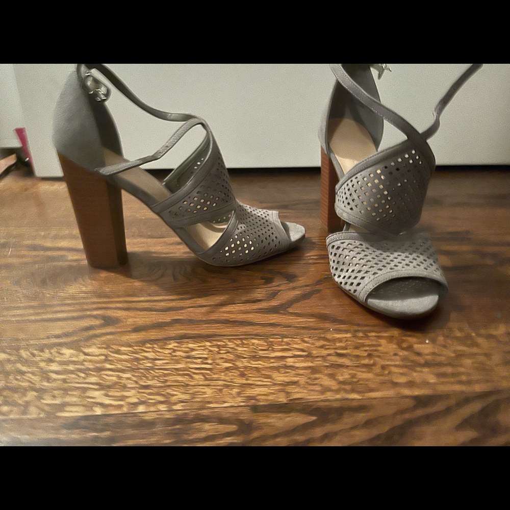Gray opened toed booties